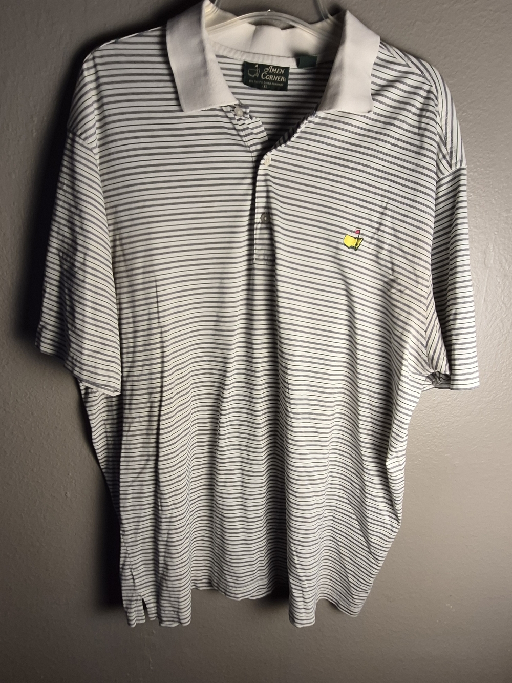 Amen Corner White Striped Polo Shirt